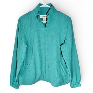 Orvis Lightweight Full Zip Jacket Women's Medium Petite Turquoise Nurse RN